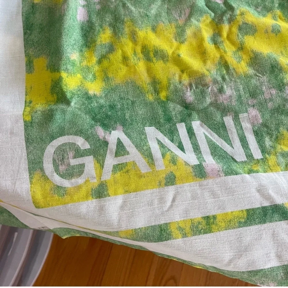 NWT Ganni Tie-dye Voile Scarf organic cotton green and yellow
